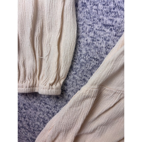 Keren Hart Womens Medium top Cream Boho Gauze Crochet Lace Ruffle Hem Peasant - Picture 6 of 11